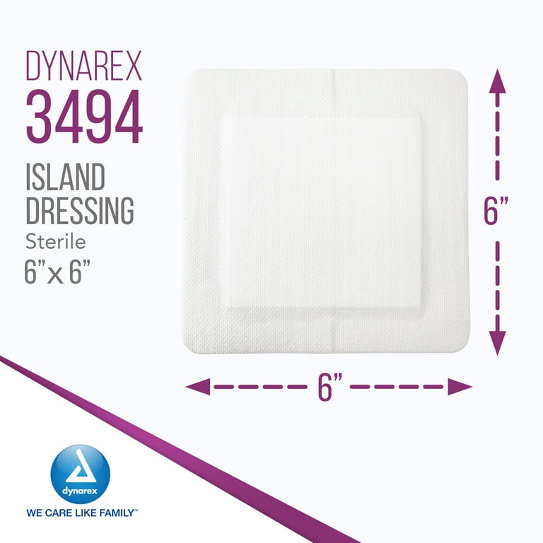 dynarex White Adhesive Dressing, 6 x 6 Inch