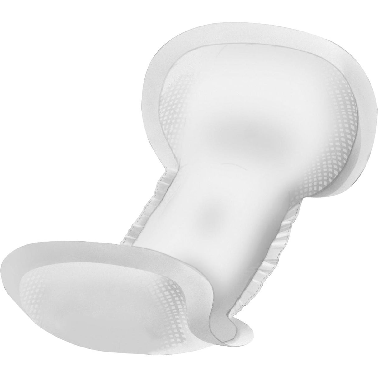 A close-up view of Abena Let Anatomic Insert Pads by Abena, featuring an anatomic shape, side wings, and textured edges for absorbency and comfort during menstruation.