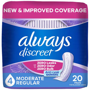 Always Discreet Moderate Pads, 4 Drops - 00037000904335-Pack - LL Medico
