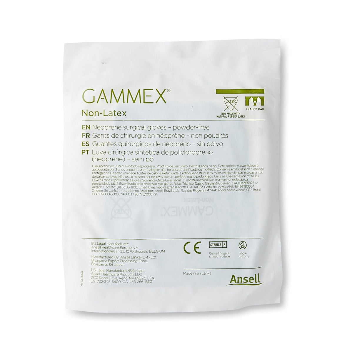 Ansell Gammex Non-Latex Polyisoprene Surgical Glove - 8512-Box - LL Medico