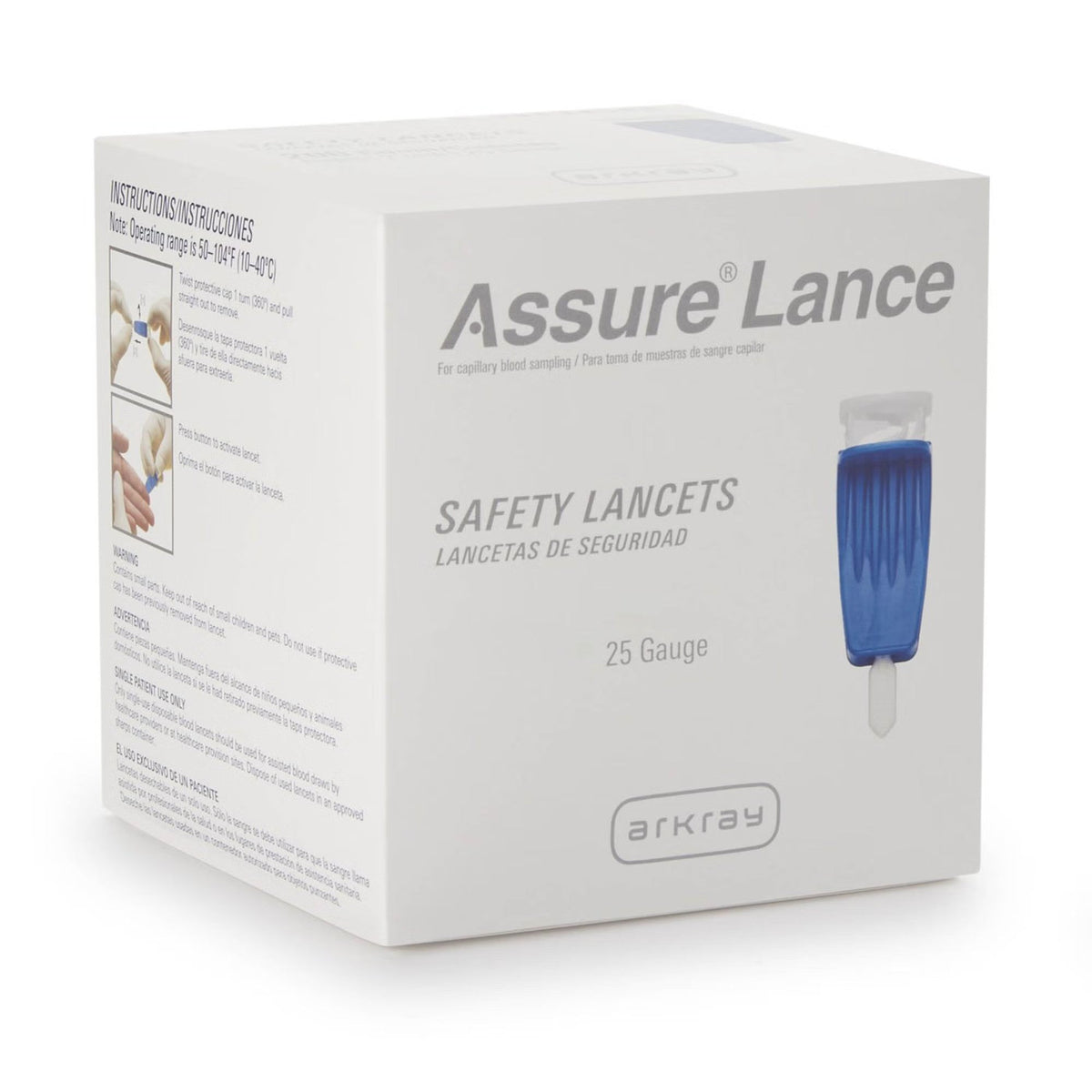 Arkray Assure Lance Plus Safety Lancets, 25 Gauge, 1.1 mm - 990125-Box - LL Medico