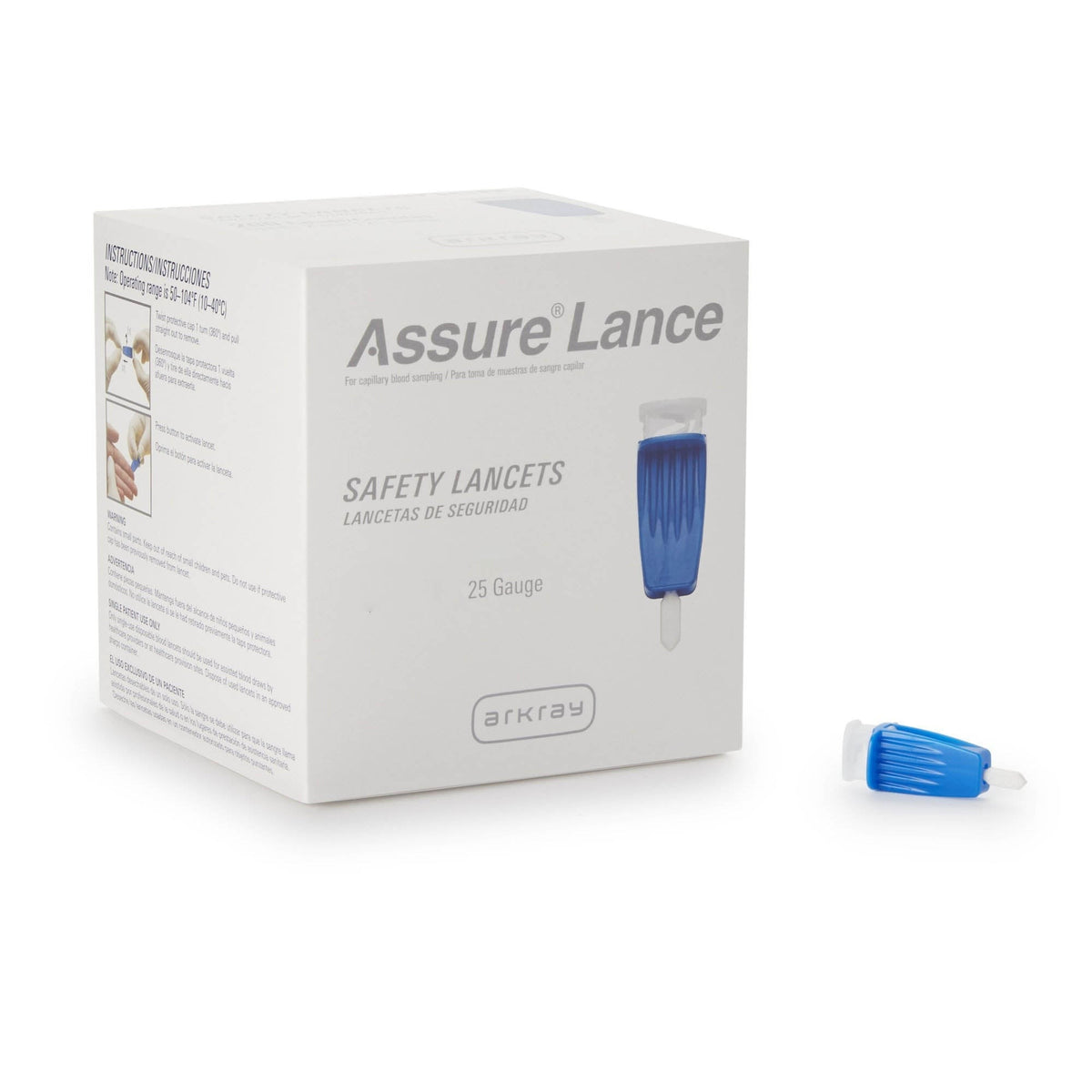 Arkray Assure Lance Plus Safety Lancets, 25 Gauge, 1.1 mm - 990125-Box - LL Medico
