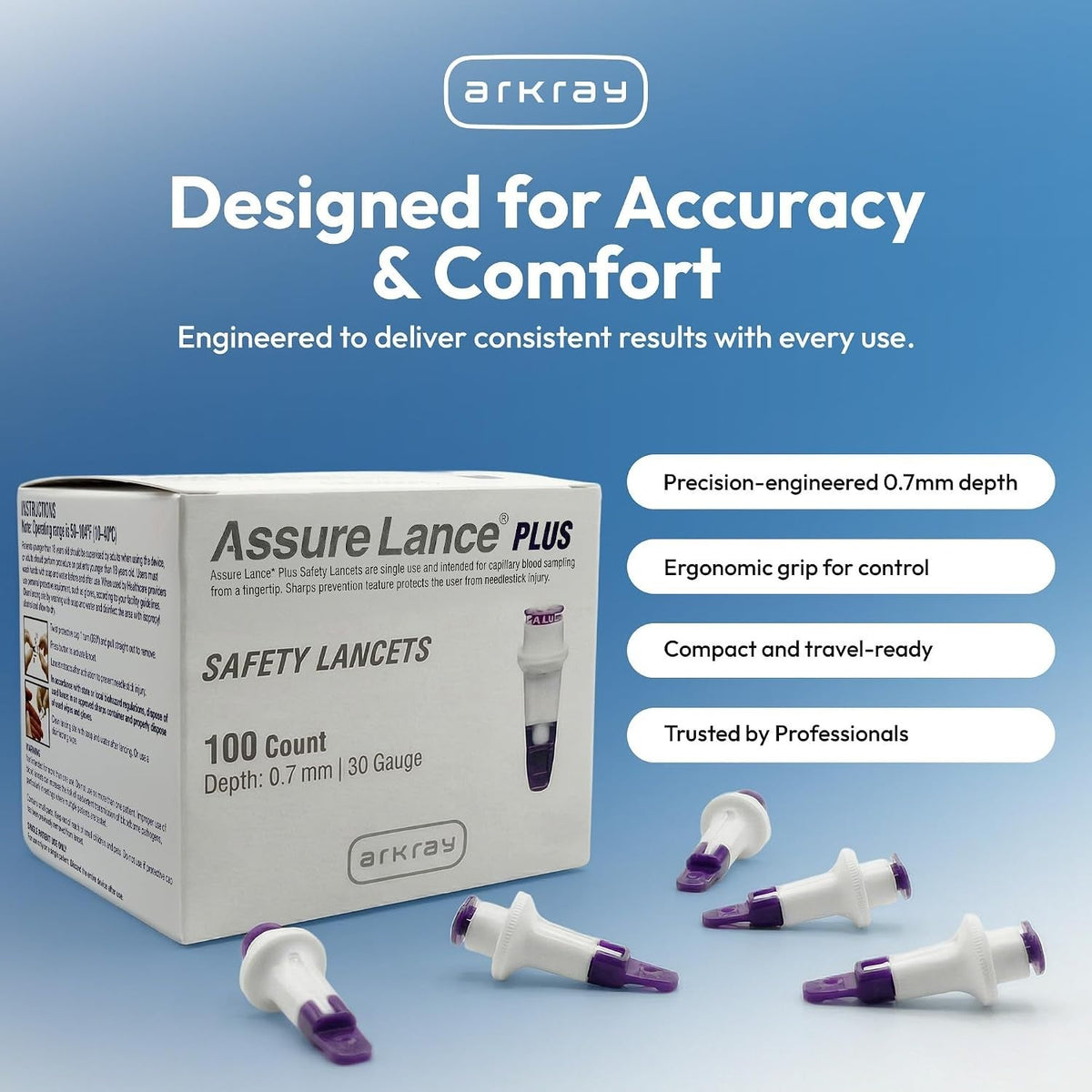 Arkray Assure Lance Plus Safety Lancets, 30 Gauge - 990130-Box - LL Medico