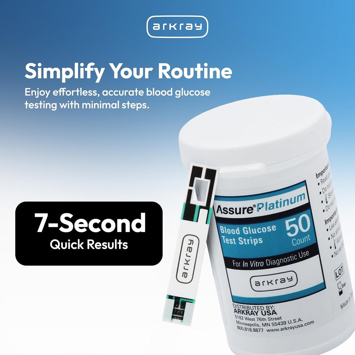 Arkray Assure Platinum Blood Glucose Test Strips, 50 Count - 500050-Box - LL Medico