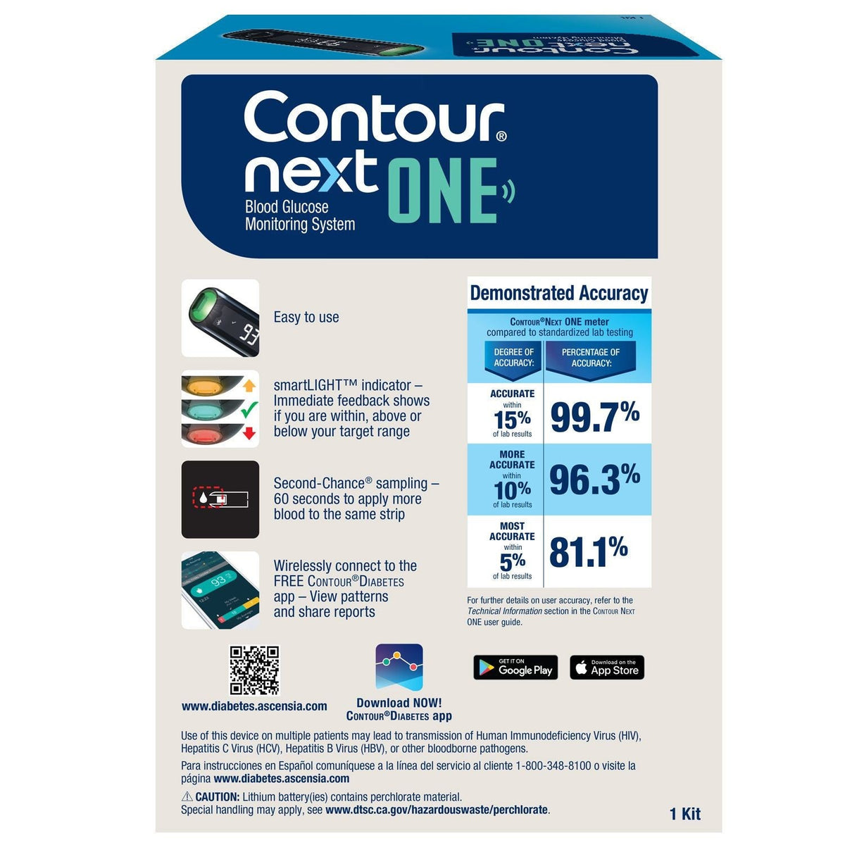 Ascensia Contour Next One Blood Glucose Meter - CON7825-Each - LL Medico
