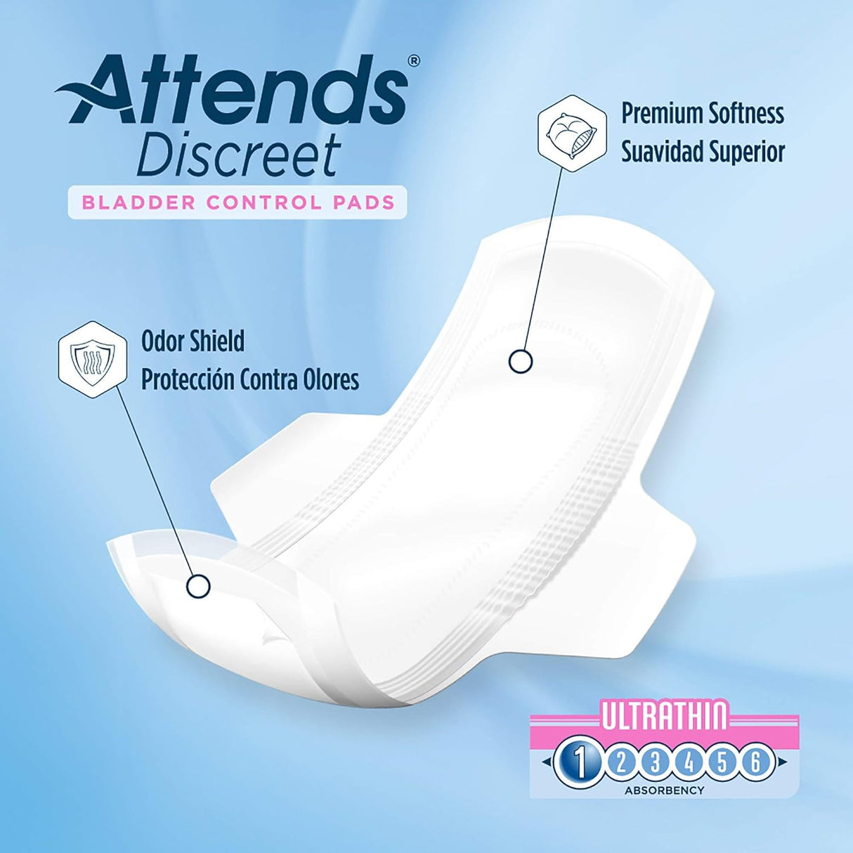 Attends Discreet Bladder Control Pads, Ultrathin - ADPTHIN-Pack - LL Medico