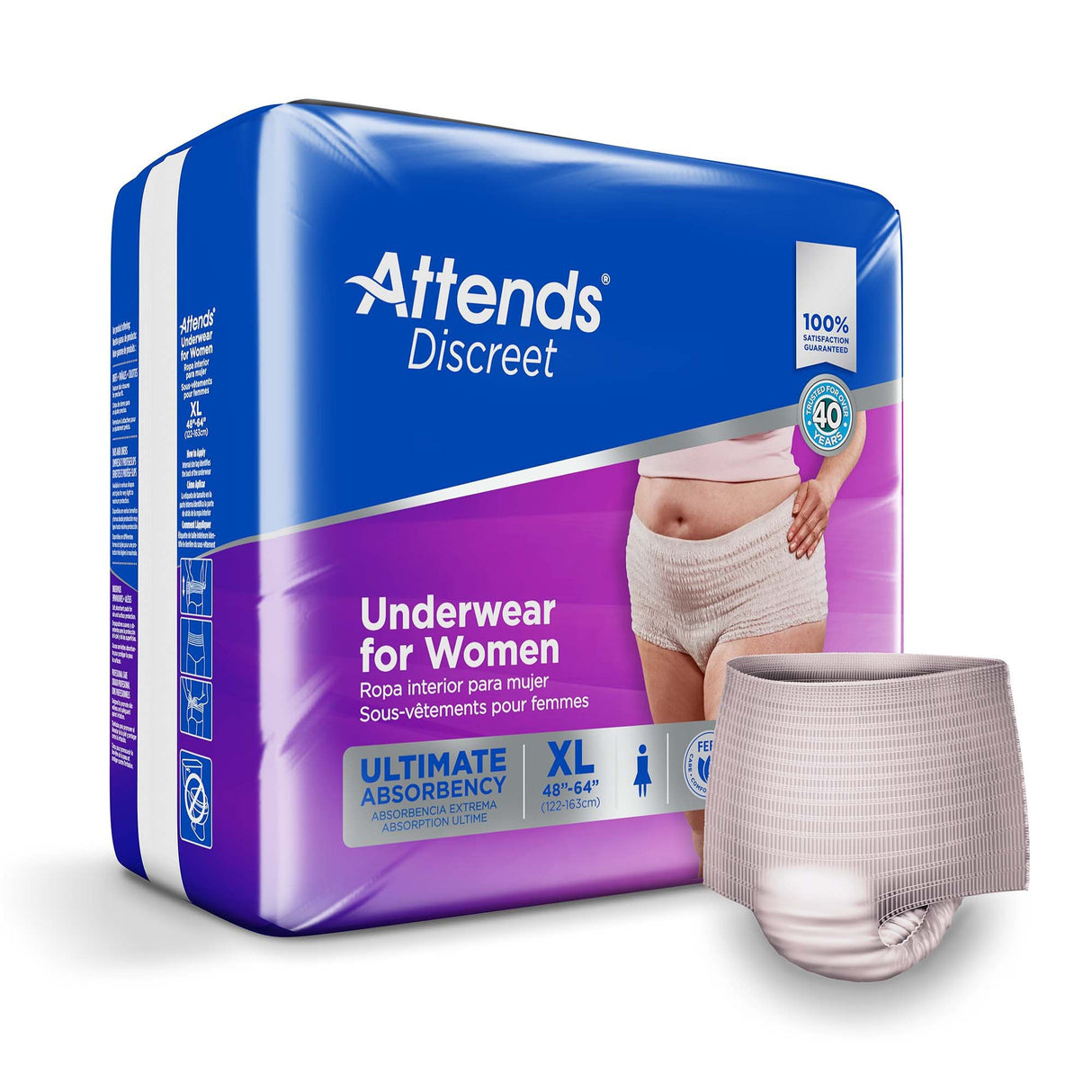 Attends Discreet Underwear for Women, Ultimate Absorbency - ADUF40-Pack - LL Medico