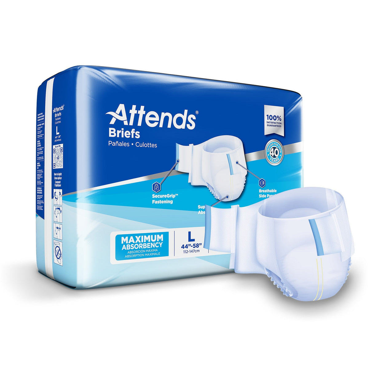 Attends Incontinence Briefs, Maximum Absorbency - DDA30-Pack - LL Medico