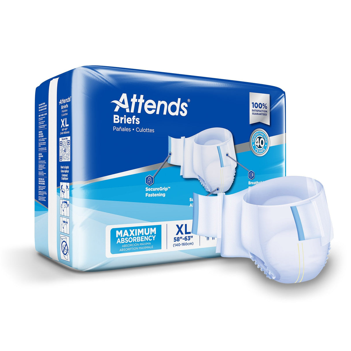 Attends Incontinence Briefs, Maximum Absorbency - DDA40-Pack - LL Medico