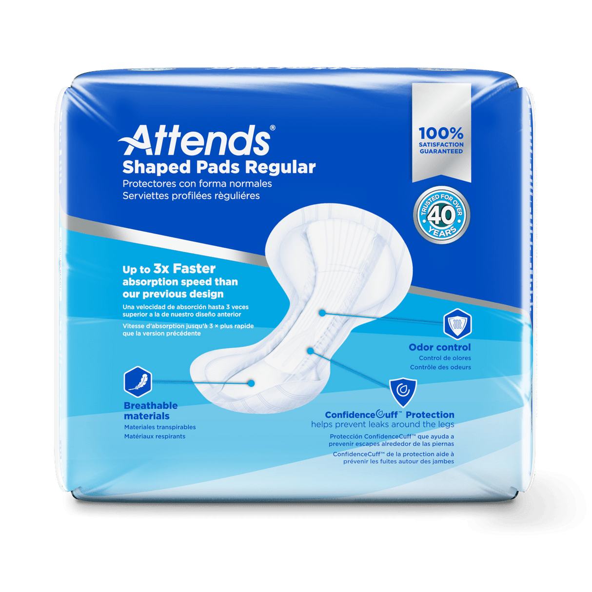 Attends Shaped Pads Regular, Maximum Absorbency - SPDRA-Pack - LL Medico