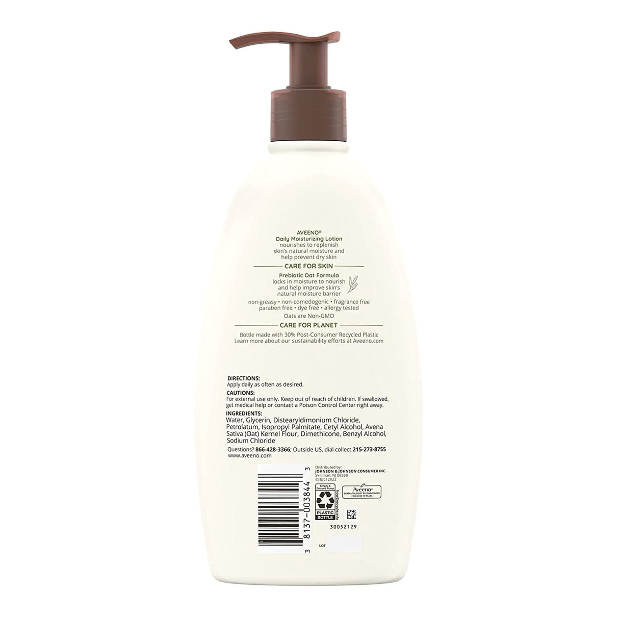 Aveeno Daily Moisturizing Body Lotion Fragrance Free, 18-ounce Pump Bottle - 38137003844-Single - LL Medico