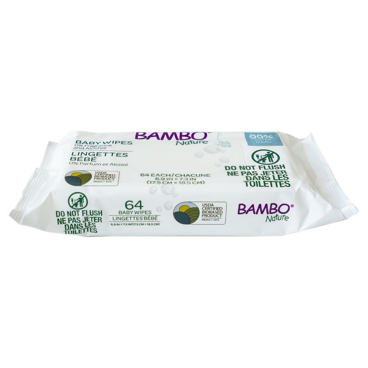 Bambo Nature Baby Wipes, 99% Water, 0% Fragrance and Alcohol - 1999914029-Pack - LL Medico