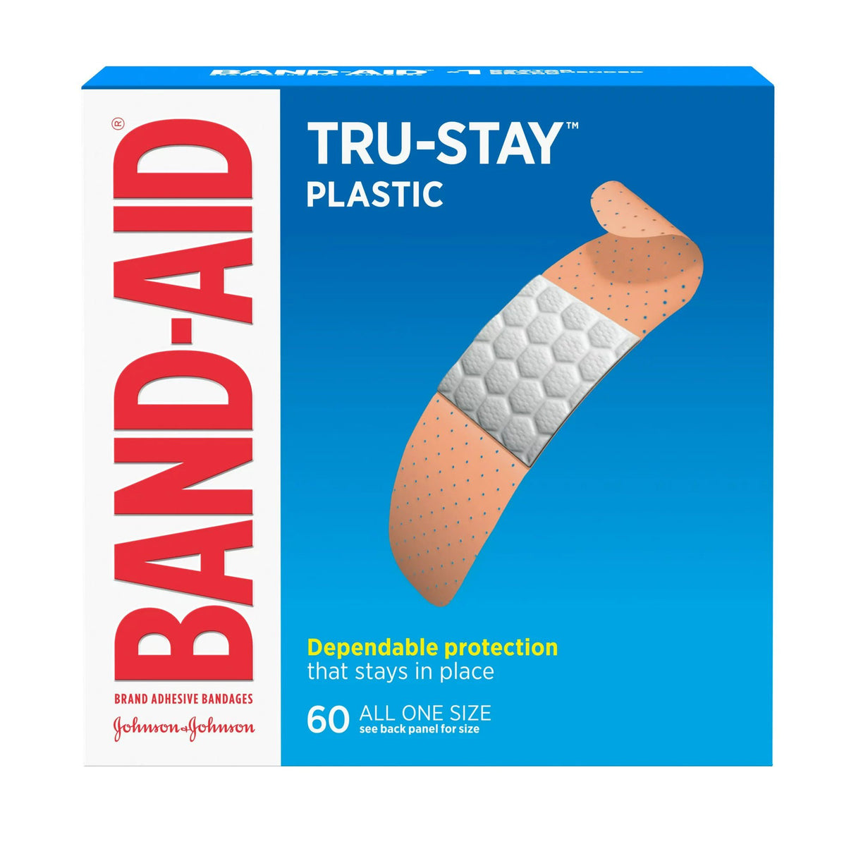 Band-Aid Tru-Stay Plastic Adhesive Bandages, 3/4 x 3 Inch