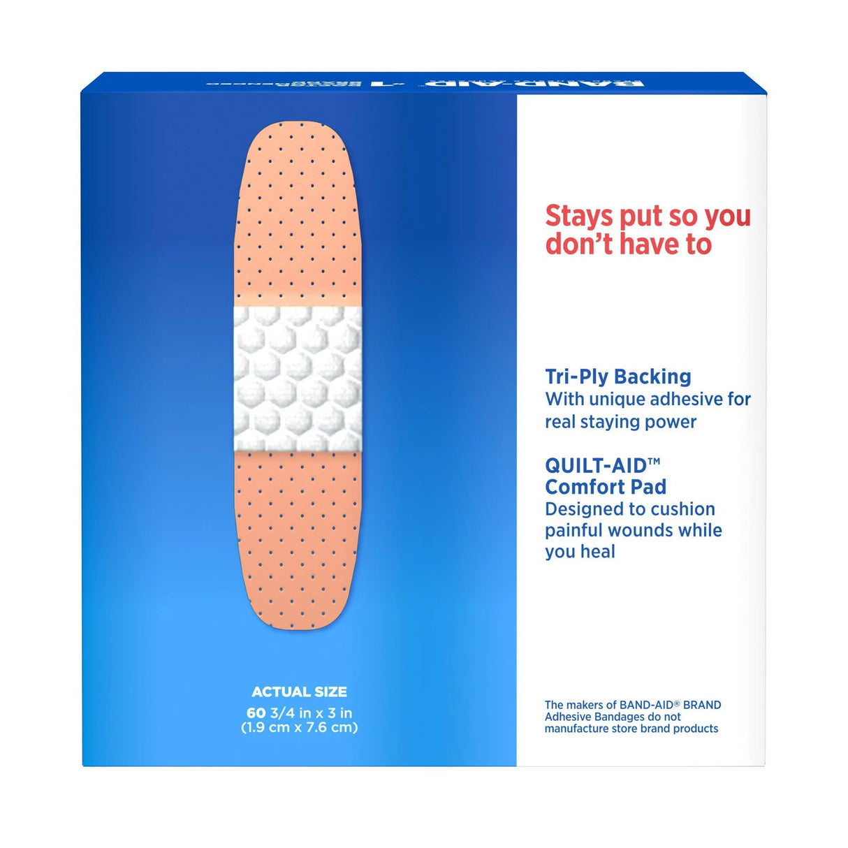 Band-Aid Tru-Stay Plastic Adhesive Bandages, 3/4 x 3 Inch