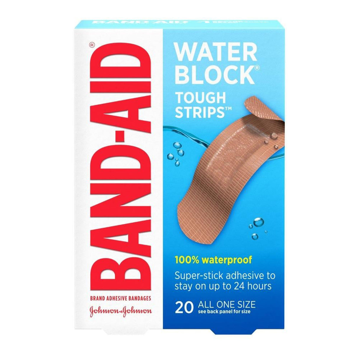 Band-Aid Water Block Tough Strips Bandages 1 x 3.25 Inch