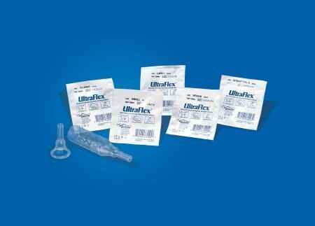 Five packets of BARD UltraFlex Male External Catheter with Self-Adhering Band are shown against a blue background, with two clear all-silicone catheters placed in front.