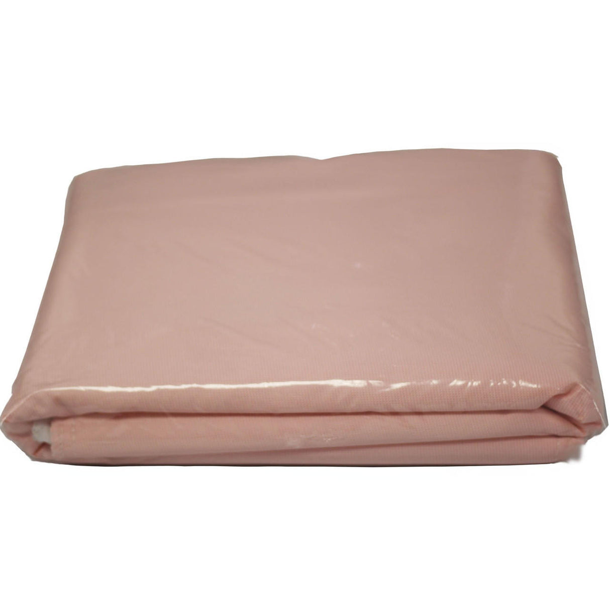 A Becks Classic Birdseye Reusable Underpad with heavy absorbency and a pink backsheet is neatly folded, wrapped in clear plastic packaging, and placed on a white surface.