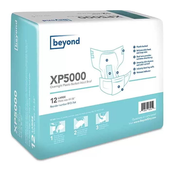 Beyond XP5000 Adult Diapers w/ Plastic Backing - 763-Pack - LL Medico