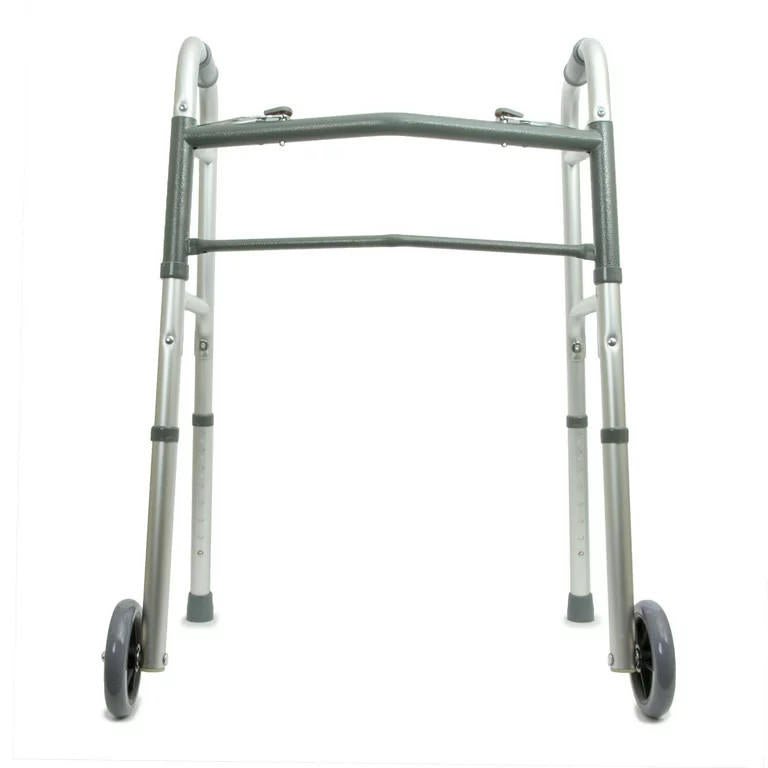 BodyMed 2 Button Folding Walker w/ Wheels - ZZRWAL01 - LL Medico