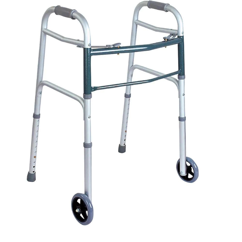 BodyMed 2 Button Folding Walker w/ Wheels - ZZRWAL01 - LL Medico