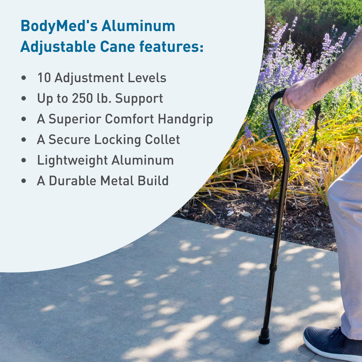 BodyMed Offset Cane, Aluminum, Adjustable Height - ZZRADL177 - LL Medico