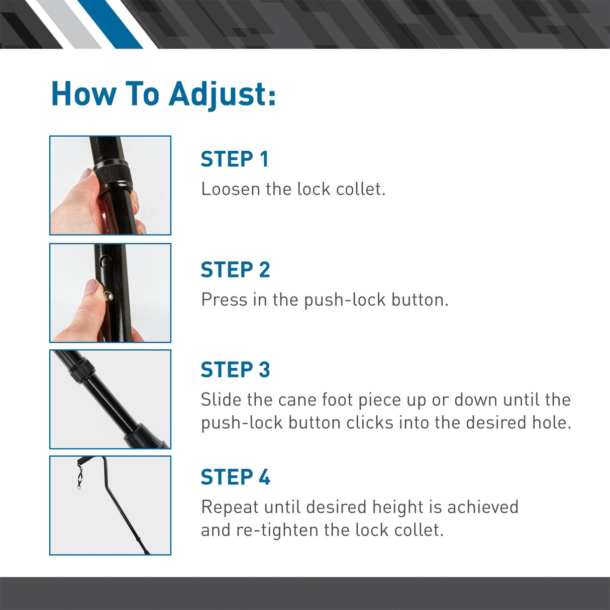 BodyMed Offset Cane, Aluminum, Adjustable Height - ZZRADL177 - LL Medico