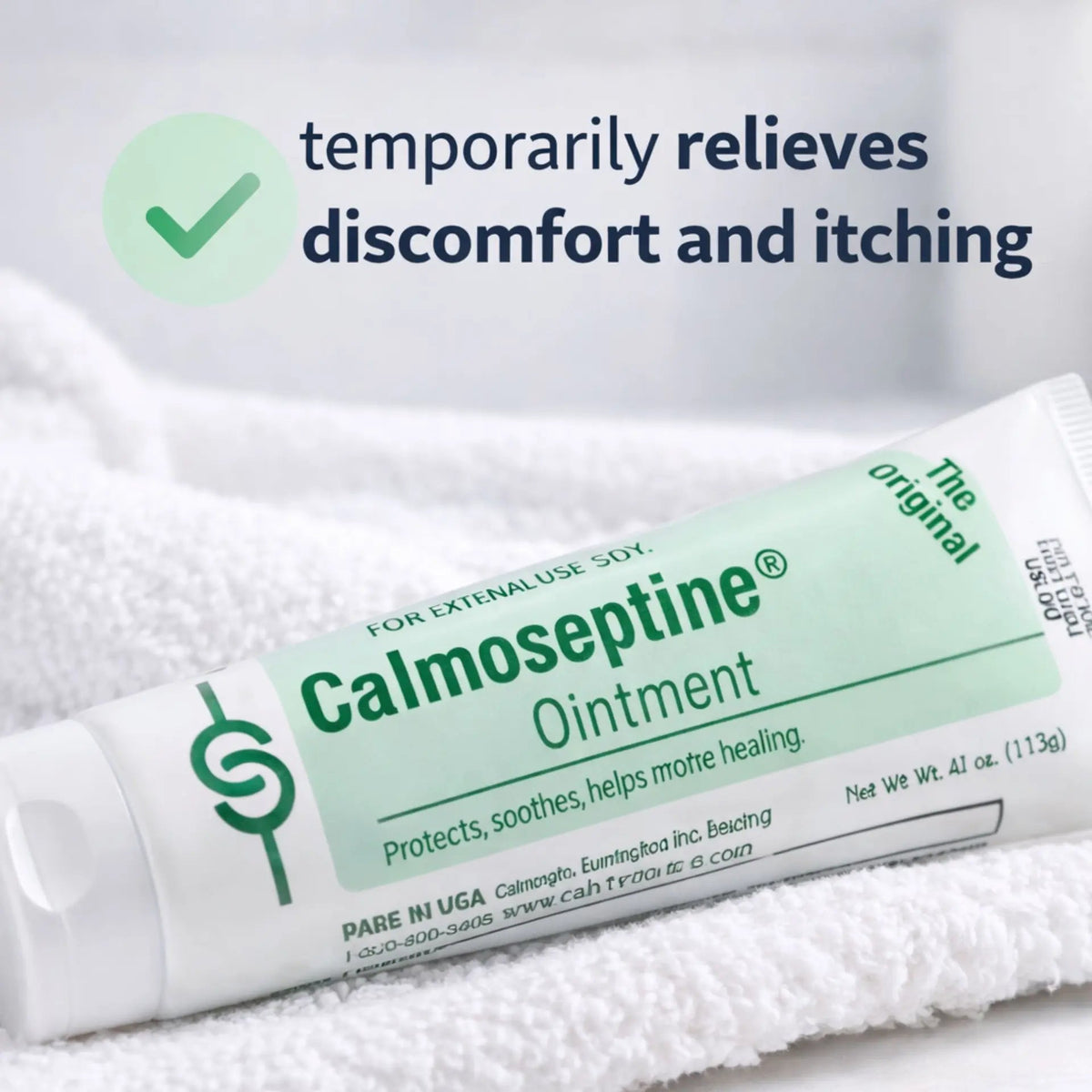 Calmoseptine Skin Protectant Ointment, tube on towel
