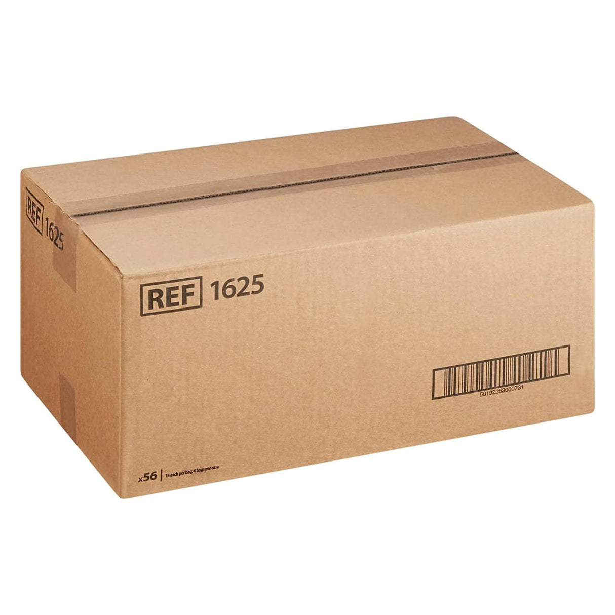 A sealed brown box labeled “REF 1625” with a barcode contains Cardinal Health Sure Care Plus Underwear, Heavy Absorbency by Covidien—ideal for shipping disposable incontinence protection products.