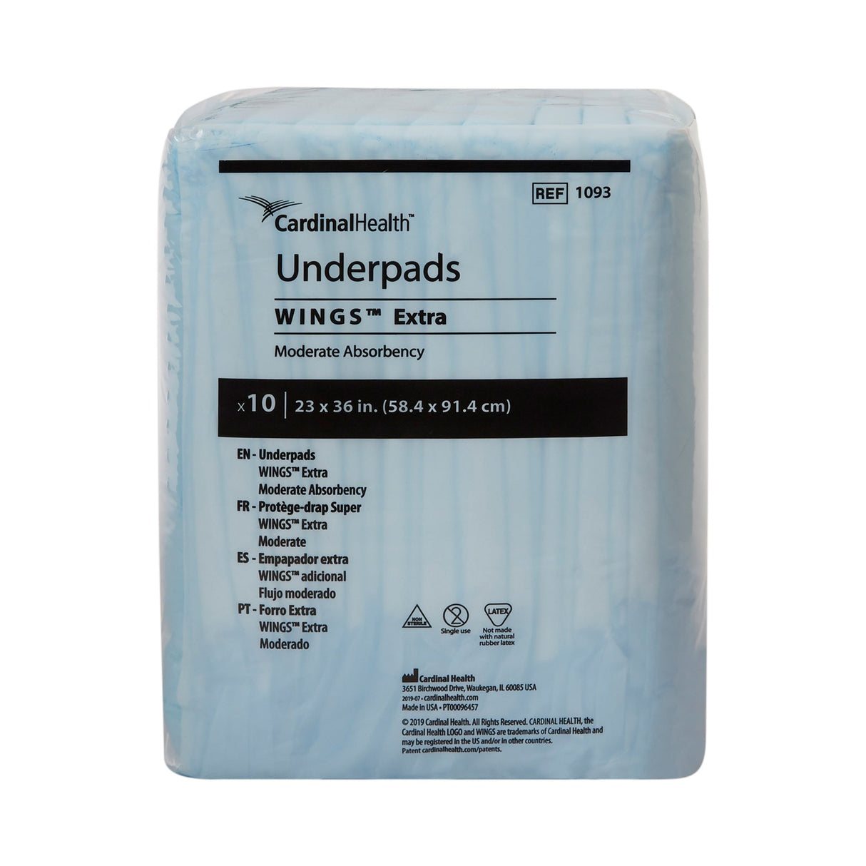 Cardinal Health Wings Extra Underpads, Moderate Absorbency - 1093-Pack - LL Medico