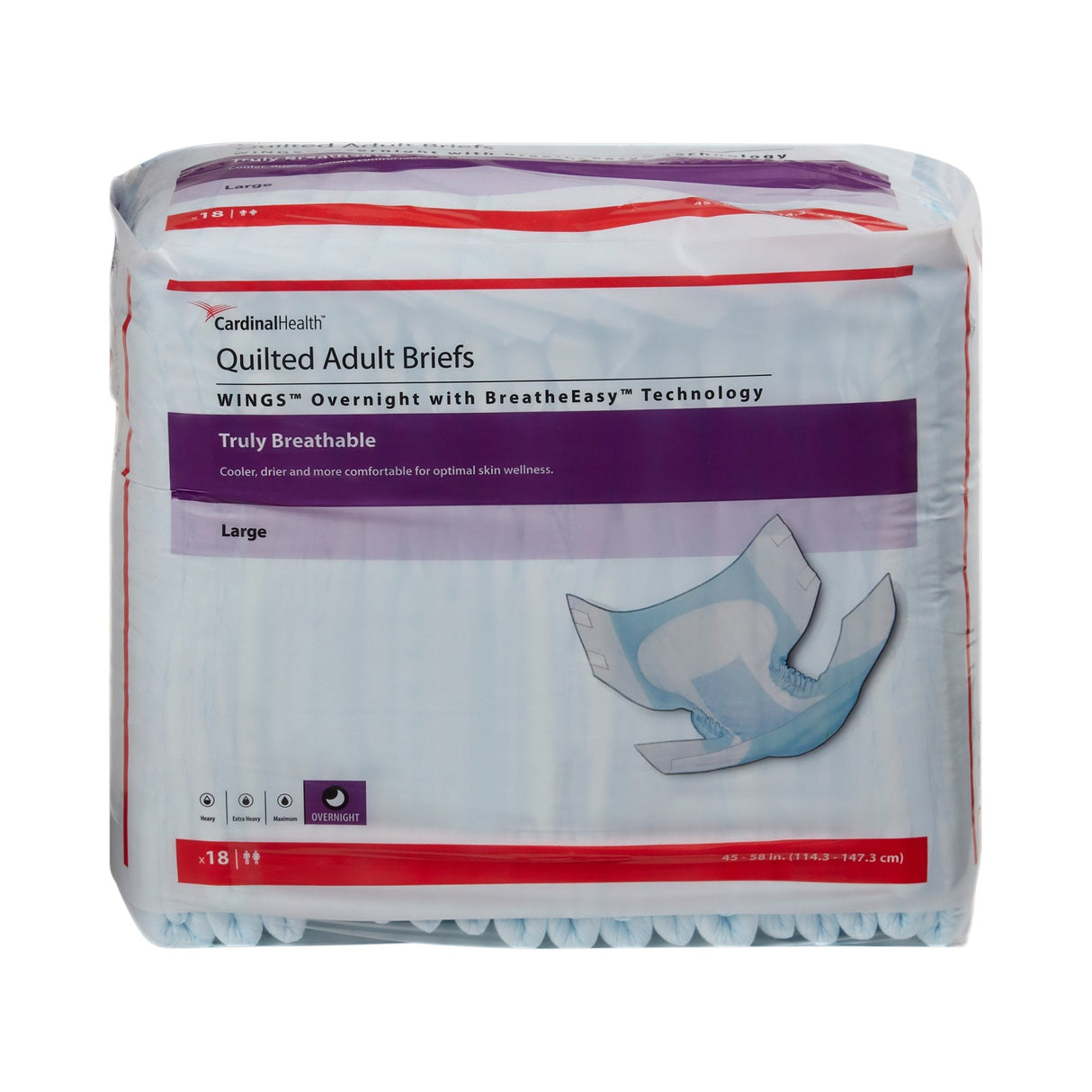 Cardinal Health Wings Quilted Adult Briefs, Overnight - 67034-Pack - LL Medico