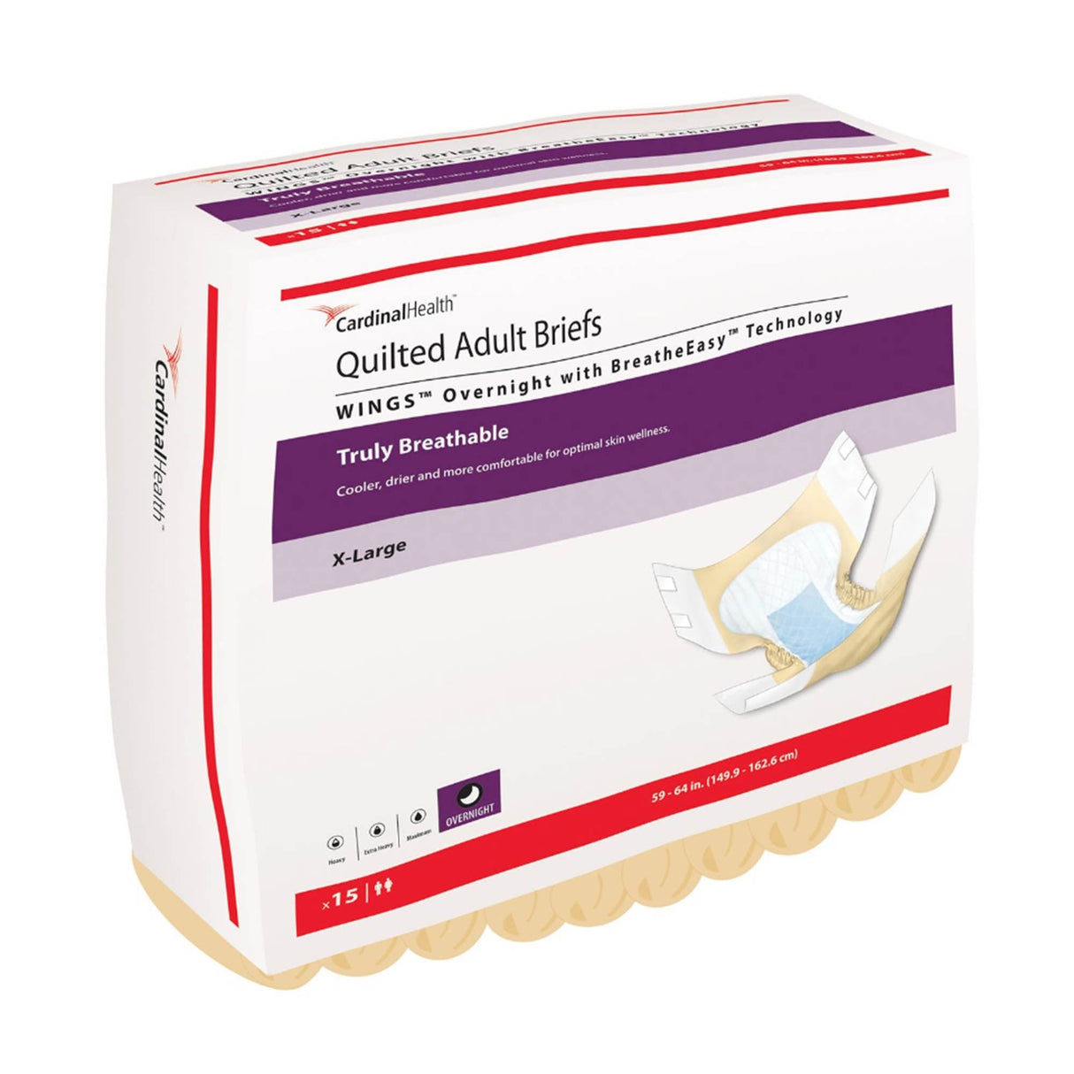 Cardinal Health Wings Quilted Adult Briefs, Overnight - 67035-Pack - LL Medico