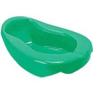 The Carex Contour Bed Pan, 108 oz, by Carex is a green, lightweight polyethylene bedpan with an open top and contoured shape for collecting urine or feces from bedridden patients. Easy to clean for convenient care.
