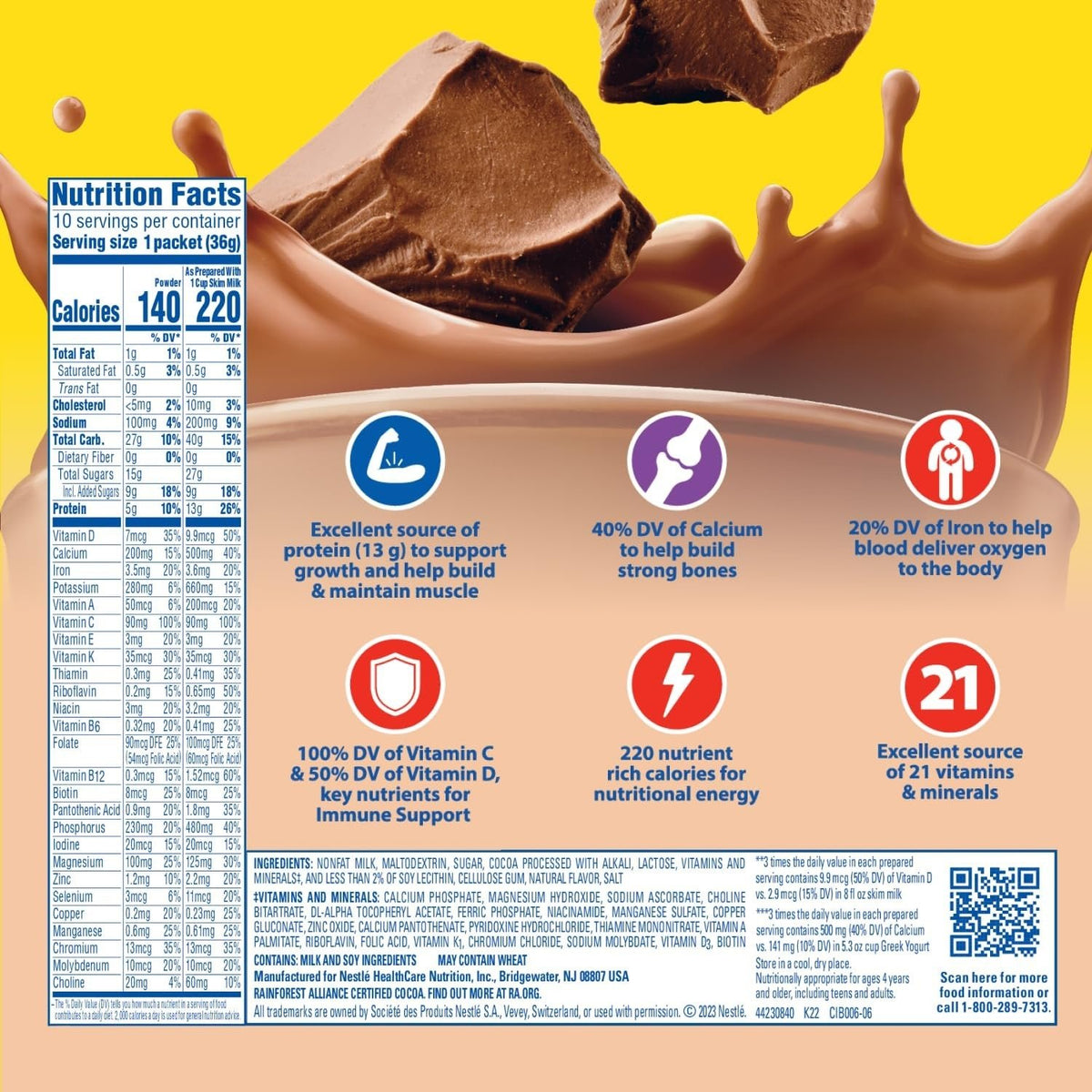 Carnation Breakfast Essentials Nutritional Drink Powder, Rich Milk Chocolate, 1.26 oz - CAR10050000530325-Single - LL Medico