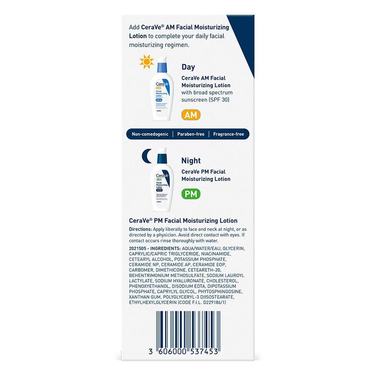 CeraVe Facial Moisturizing Lotion PM, Ultra Lightweight, 3-ounce Pump Bottle - 60600053745-Single - LL Medico