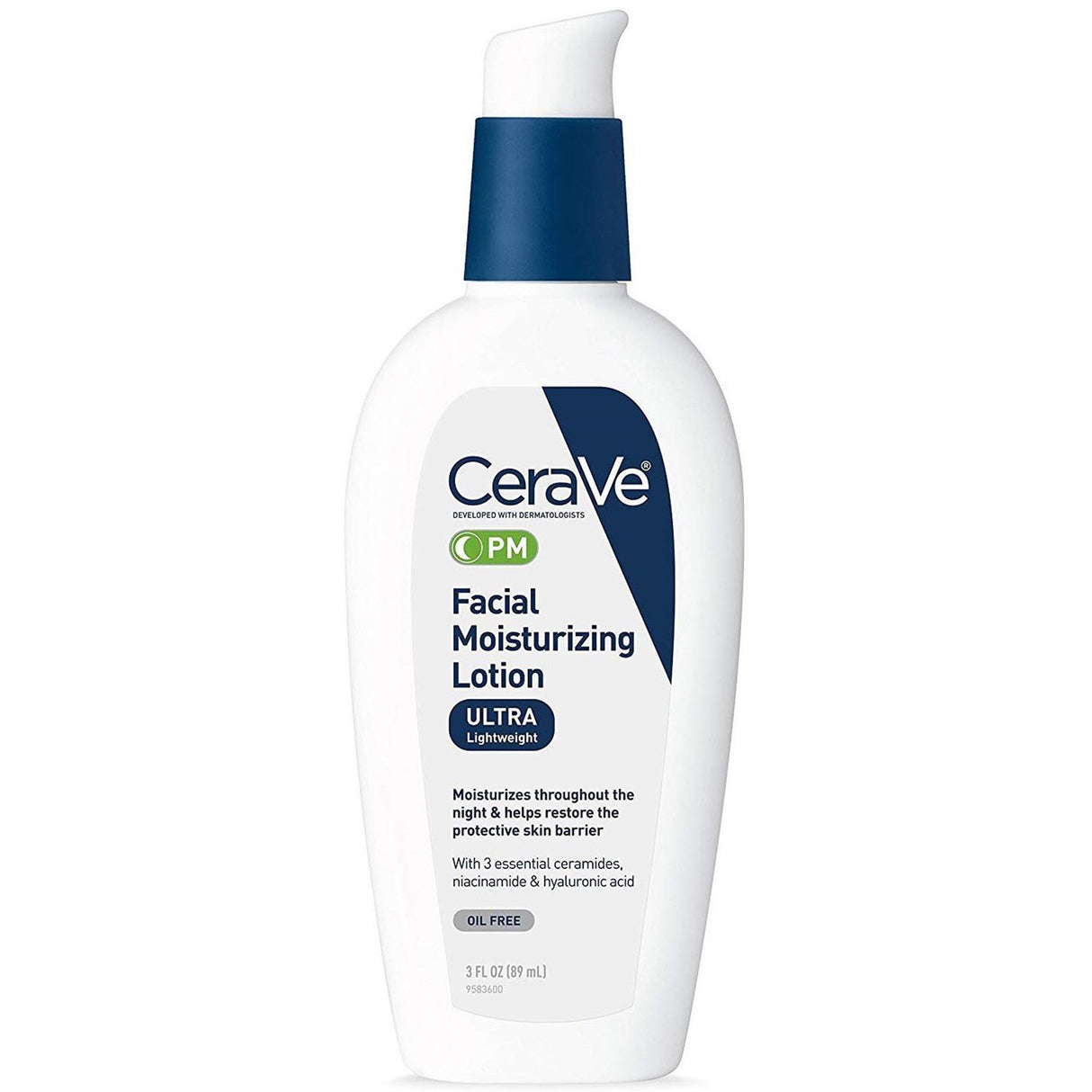 CeraVe Facial Moisturizing Lotion PM, Ultra Lightweight, 3-ounce Pump Bottle - 60600053745-Single - LL Medico
