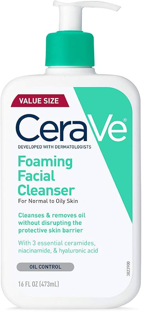 CeraVe Foaming Facial Cleanser for Normal to Oily Skin, 12-ounce Pump Bottle - 60600053775-Single - LL Medico
