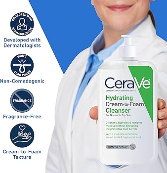 CeraVe Hydrating Cream-To-Foam Cleanser for Normal to Dry Skin - 60600055999-Single - LL Medico