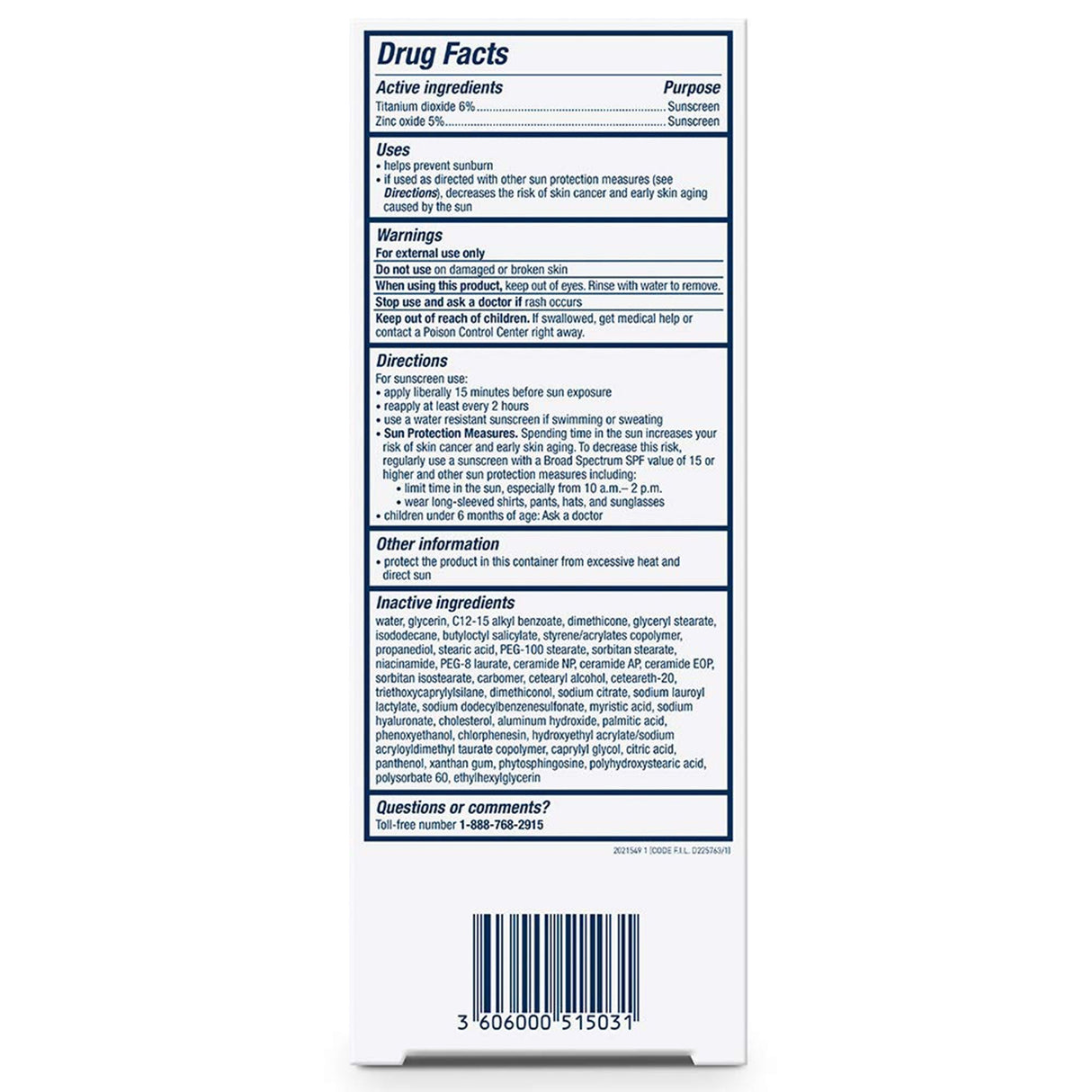 CeraVe Hydrating Mineral Sunscreen for Face, SPF 50, 2.5-ounce Tube - 60600051503-Single - LL Medico