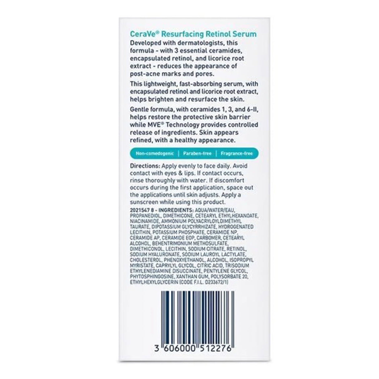 CeraVe Resurfacing Encapsulated Retinol Serum, 1-ounce Bottle - 60600051227-Single - LL Medico