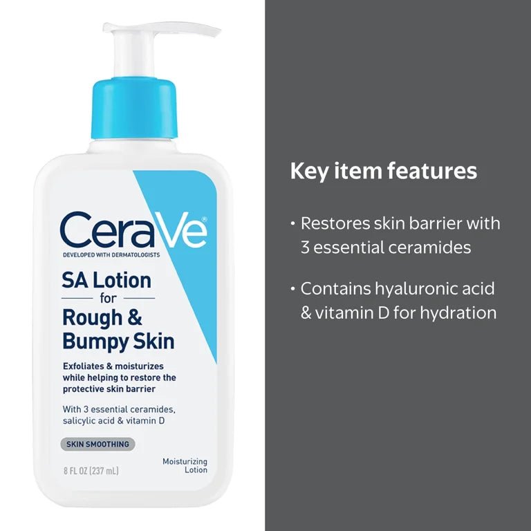 CeraVe SA Lotion For Rough and Bumpy Skin Unscented, 8-ounce Pump Bottle - 60600053771-Single - LL Medico