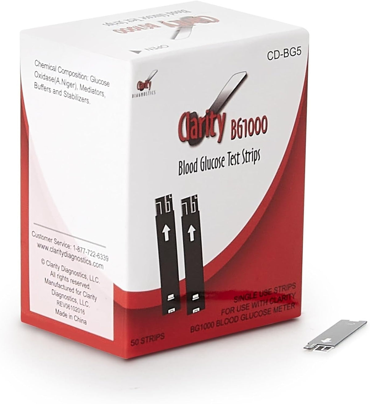 Clarity BG1000 Blood Glucose Test Strips, 50 Count - CD-BG5-Box - LL Medico
