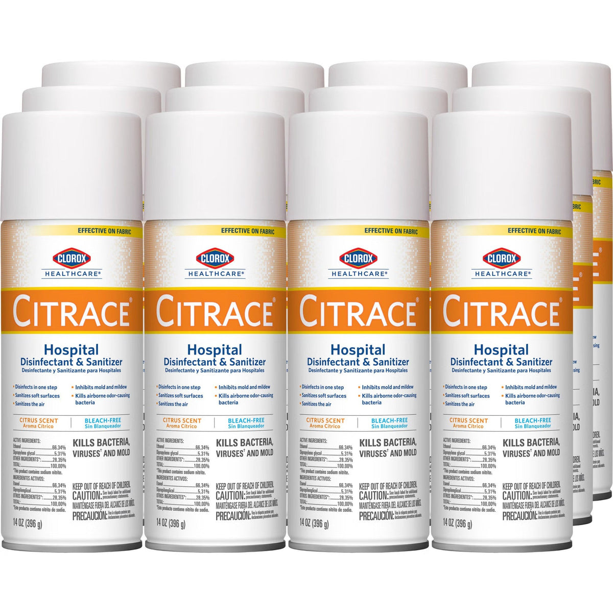 Clorox Healthcare Citrace Hospital Disinfectant & Sanitizer, case of 12 cans