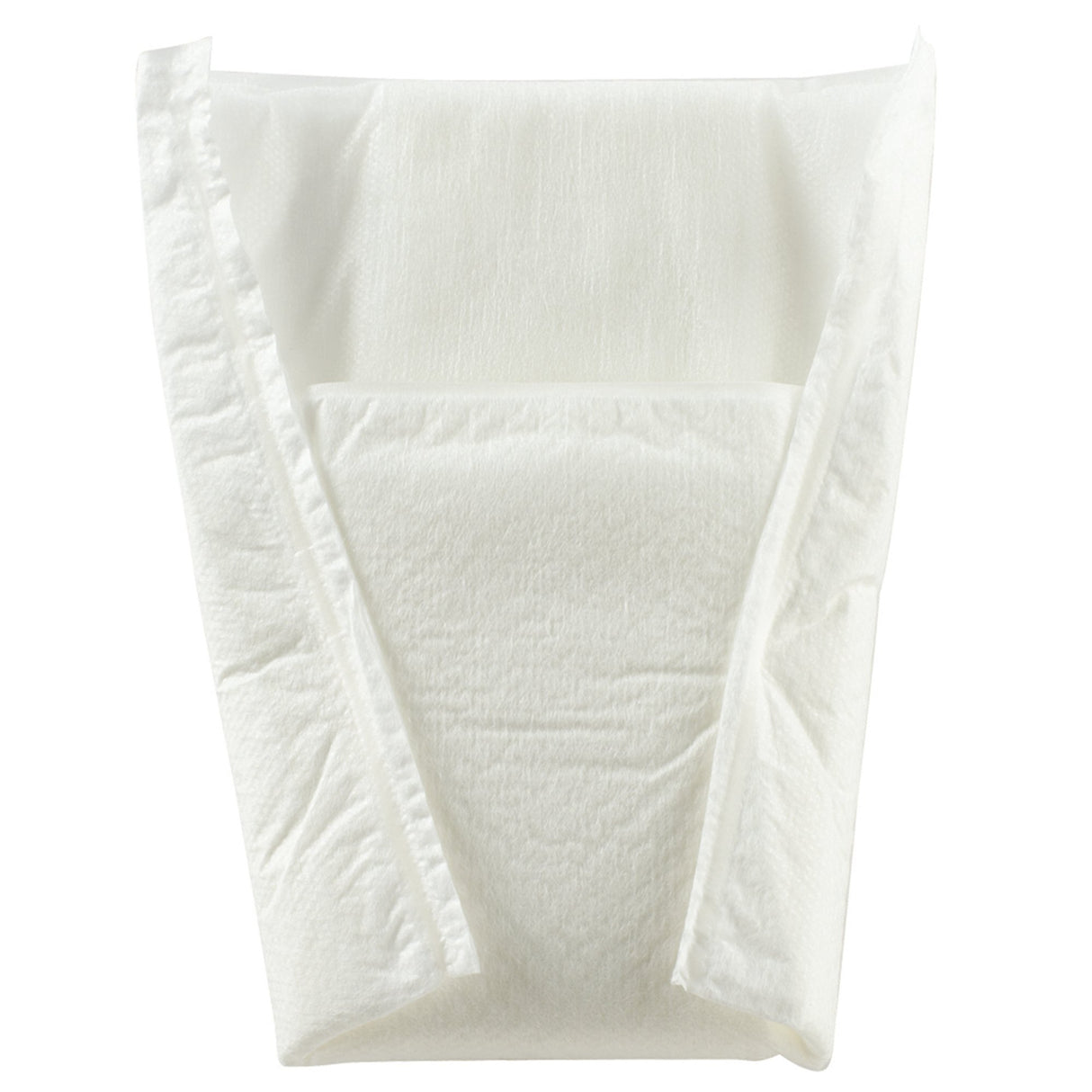 The Coloplast Manhood Absorbent Pouch for Men is a white disposable incontinence product with an absorbent inner layer and comfort side panels, designed as an alternative to standard adult diapers.