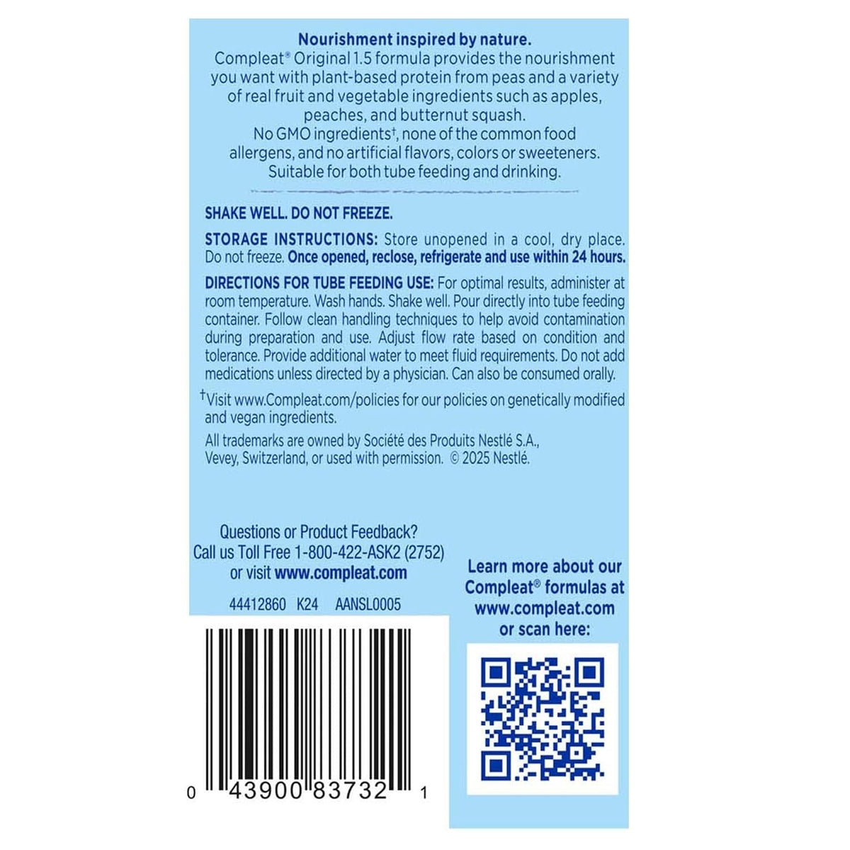 Compleat Original 1.5 Tube Feeding Formula, Fruit Medley, 250 mL - 00043900913933-Single - LL Medico
