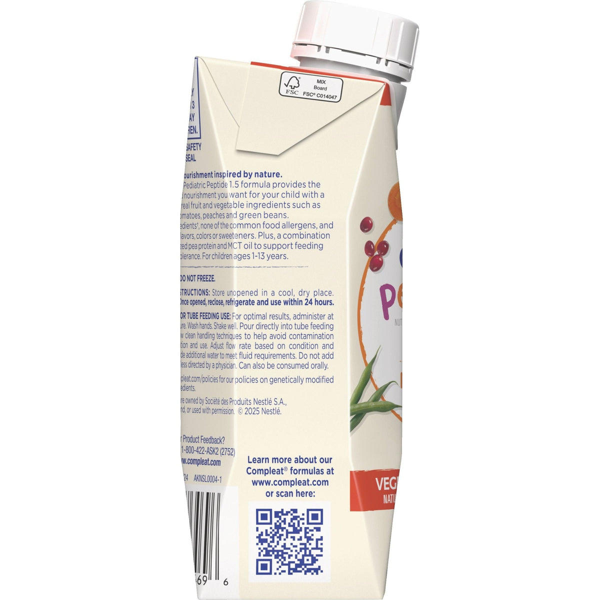 Compleat Peptide 1.5 Pediatric Tube Feeding Formula, Vegetable/Fruit, 1000 mL - 00043900617152-Single - LL Medico