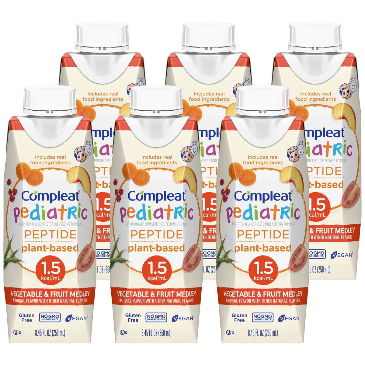 Compleat Peptide 1.5 Pediatric Tube Feeding Formula, Vegetable/Fruit, 8.45 oz - 00043900131351-Single - LL Medico