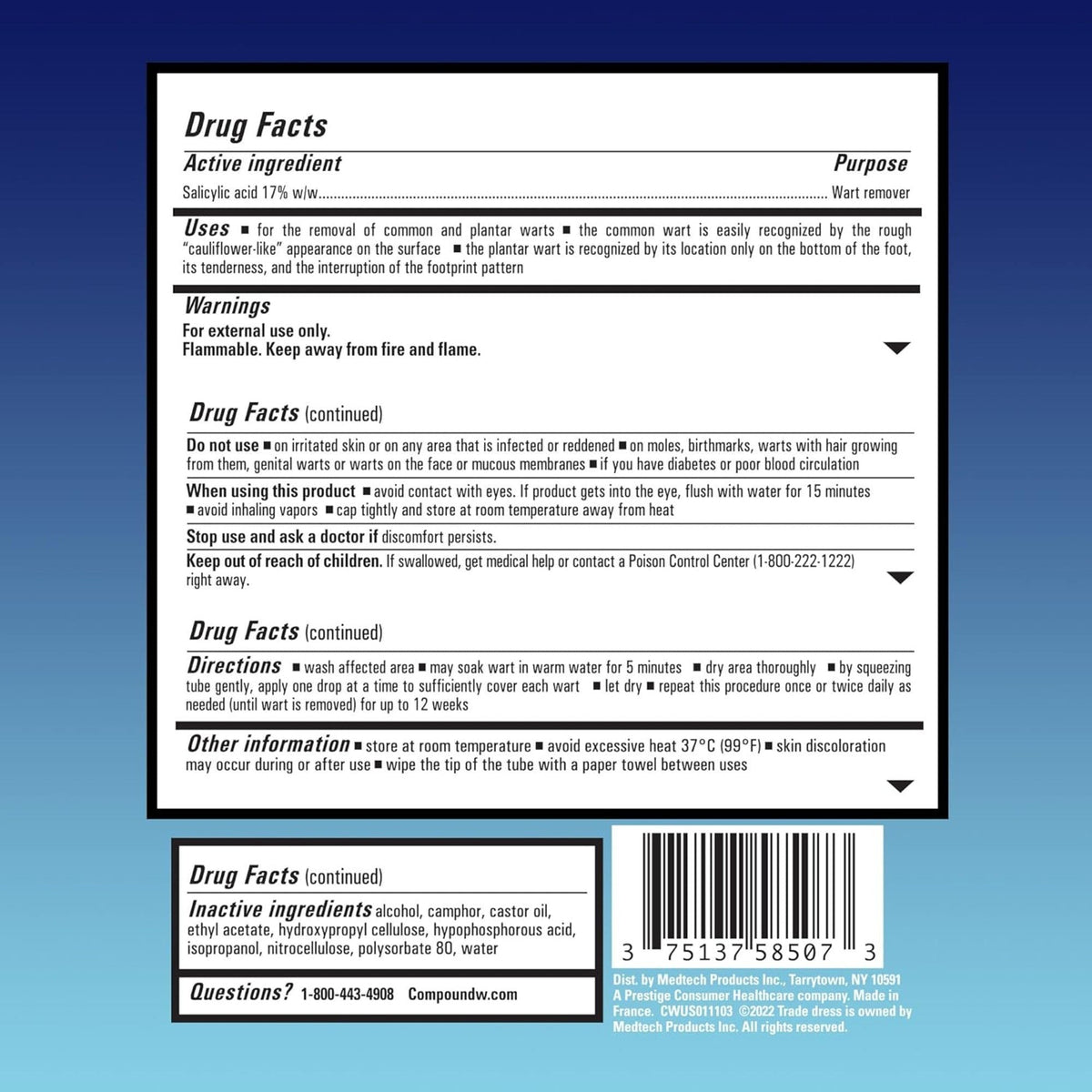 Compound W Maximum Strength Fast Acting Gel Wart Remover, 0.25 oz - 75137058507 - LL Medico