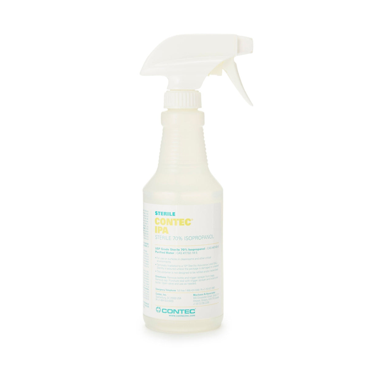 Contec Sterile 70% IPA Disinfectant Spray, front of bottle