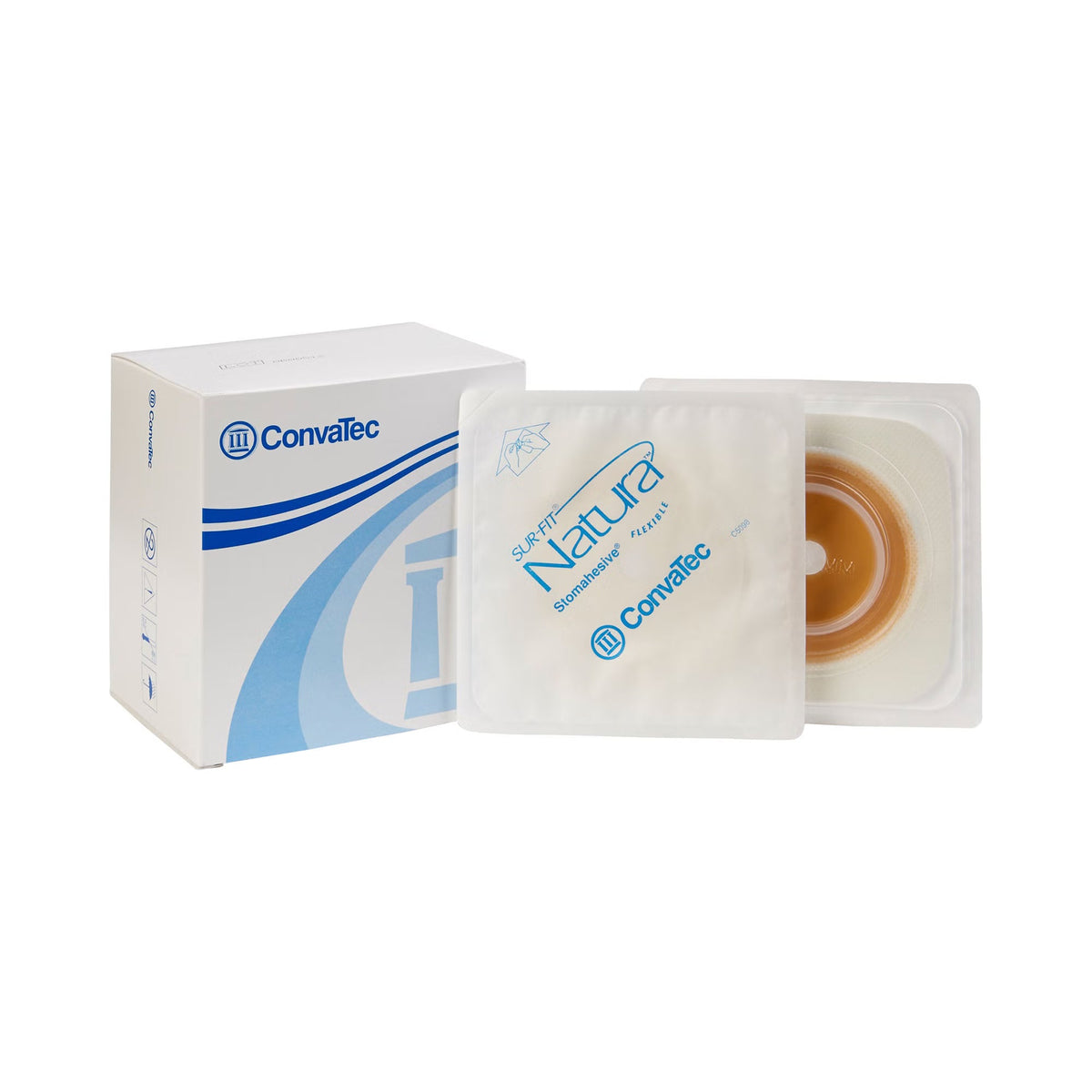 ConvaTec Sur-Fit Natura Stomahesive Skin Barrier, White Tape Collar, Cut-to-Fit up to 1 1/4", 45mm Flange, 4" x 4" - 125259-Single - LL Medico
