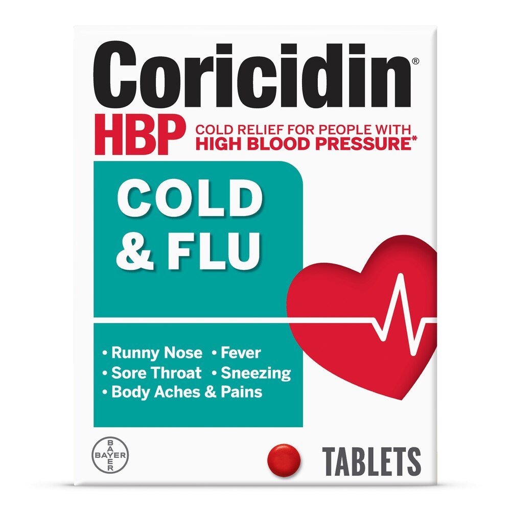 Coricidin HBP Cold & Flu Relief Tablets, 20 ct - 11523432502 - LL Medico